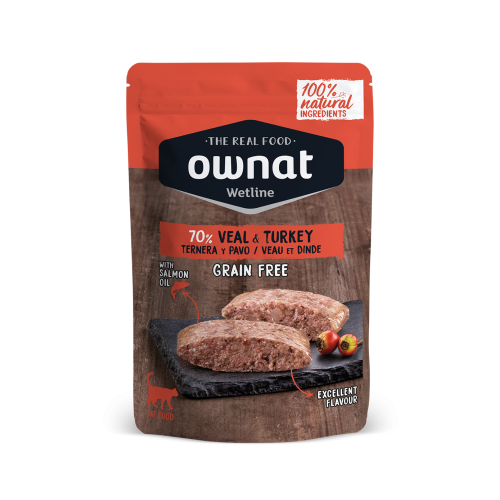 OWNAT Wetline 85g Grain Free ((Veal & Turkey)) 無穀物主食濕包 放牧小牛肉+火雞 85克 (57001)